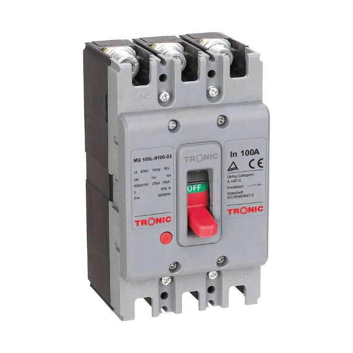 Tronic Mccb 3 Pole 100A ICU 18 ICS 18 MG 100L-0100-03