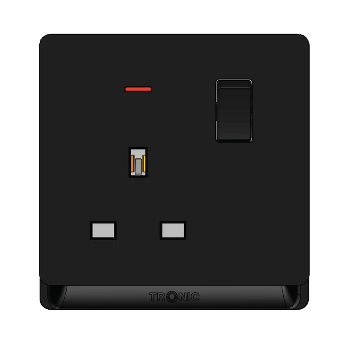 SOCKET 1GANG 13A NEON BK