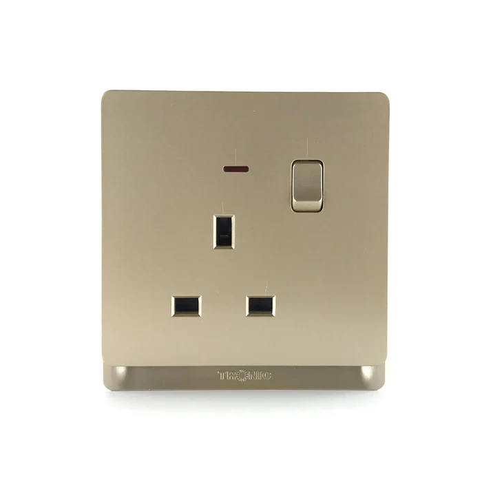 Tronic 13A Switch Socket Single Neon GOLD TD 5113-NE-GO