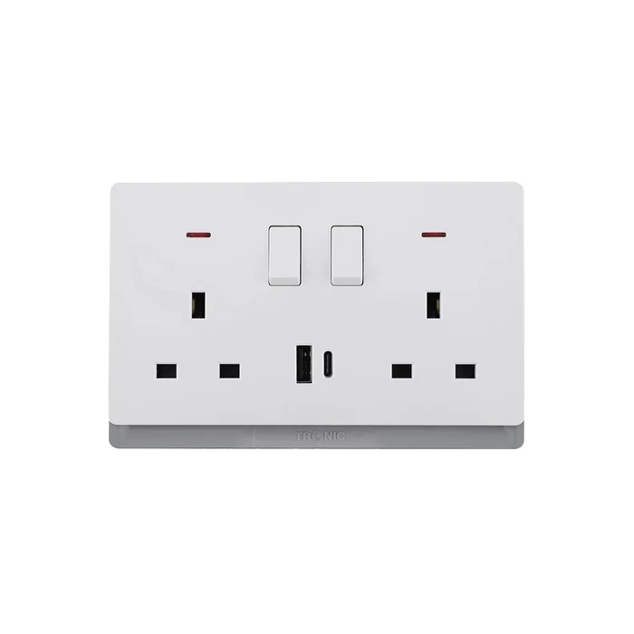 SOCKET 2GANG 13A TYPE C NEON IVORY