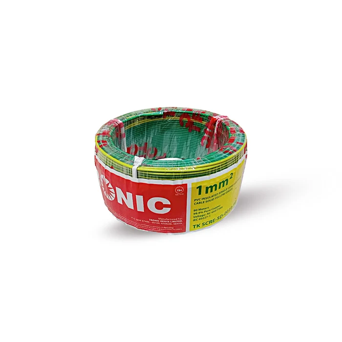 PVC Insulated Electrical Cable 90Mtrs Single Solid 1mm YELLOWGREEN  TK SCRE-SD-0010-YG