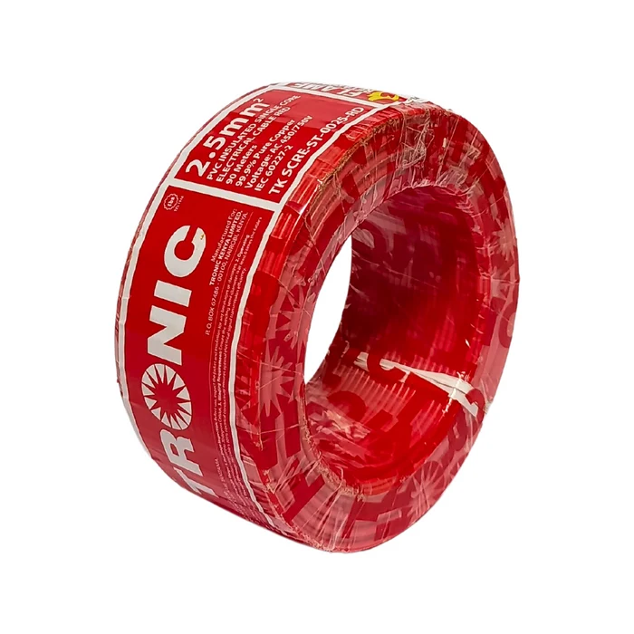 Tronic Electrical Cable  Red 2.5 MM Single core Standed - 90 Meters Roll