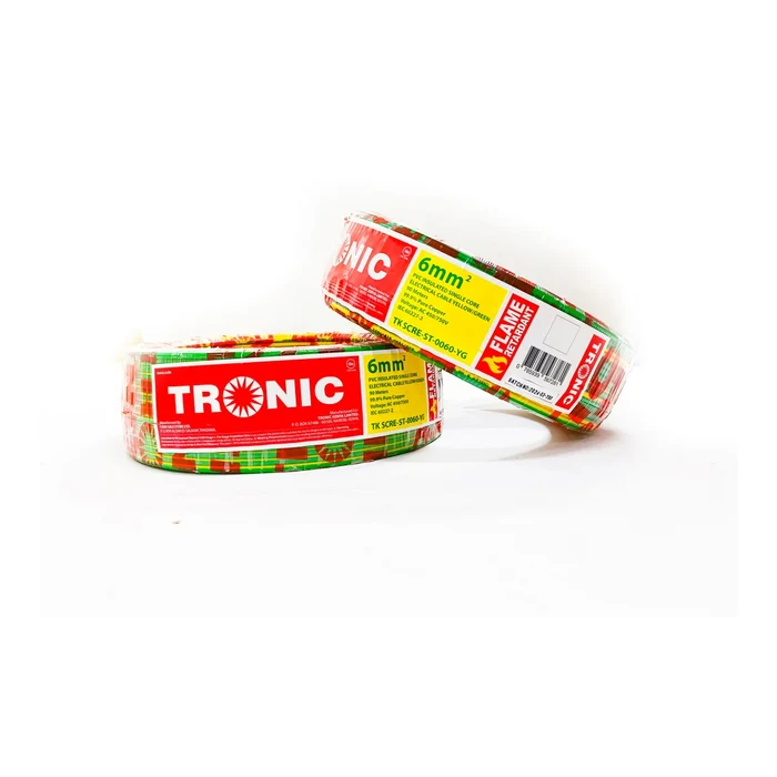 Tronic Electrical Cable  Yellow Green 6 MM Single core Stranded - 90 Meters Roll