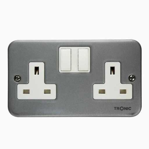 Gentrix/Tronic Metal Switch Socket Twin 13Amps TMK 5213