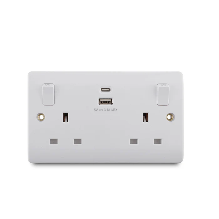 2G SWITCH SOCKET 13A 5V USB A+C