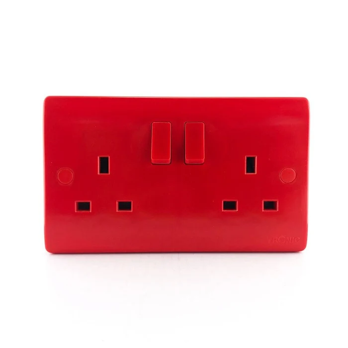 Tronic 13AX2 Switch Socket RED TR5213R