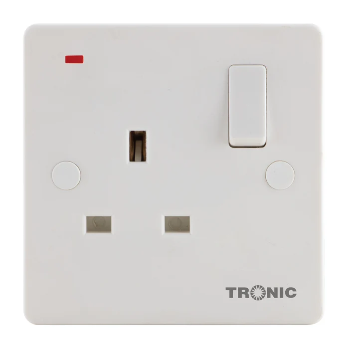 Tronic 1X 13A Slim Twin Switch Socket NEON TRK 5113-NE