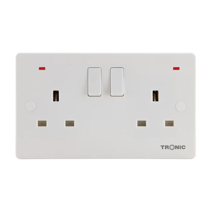 Tronic 2X 13A Slim Twin Switch Socket With NEON TRK 5213NE