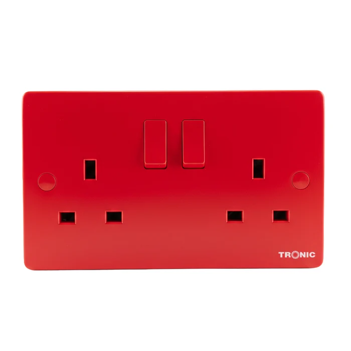 Tronic 2X 13A Slim Twin Switch Socket RED TRK 5213-RD