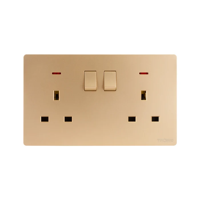 Tronic 13A Switch Socket Twin GOLD TS 5213-GO