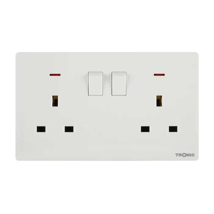 Tronic 13A Switch Socket Twin WHITE TS 5213-WH