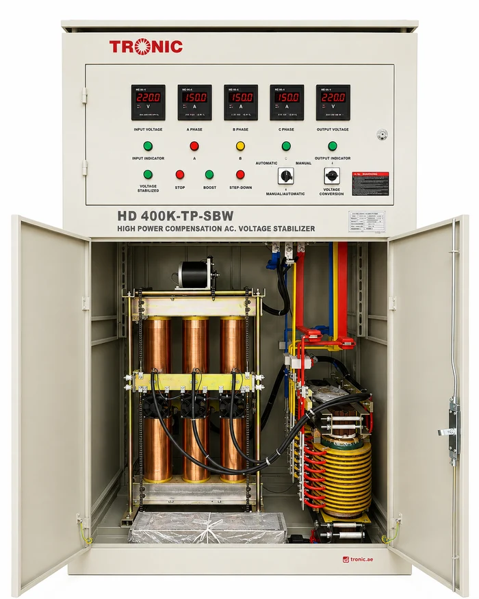 Three-Phase Voltage Stabilizer – 415V, 30kVA with Digital Display