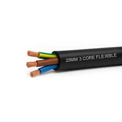 25mm 3 Core Flexible Cable – Black (Per Meter)