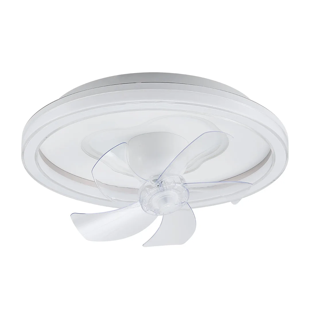 Round LED Ceiling Fan with Transparent Blades – Tri-Color Light
