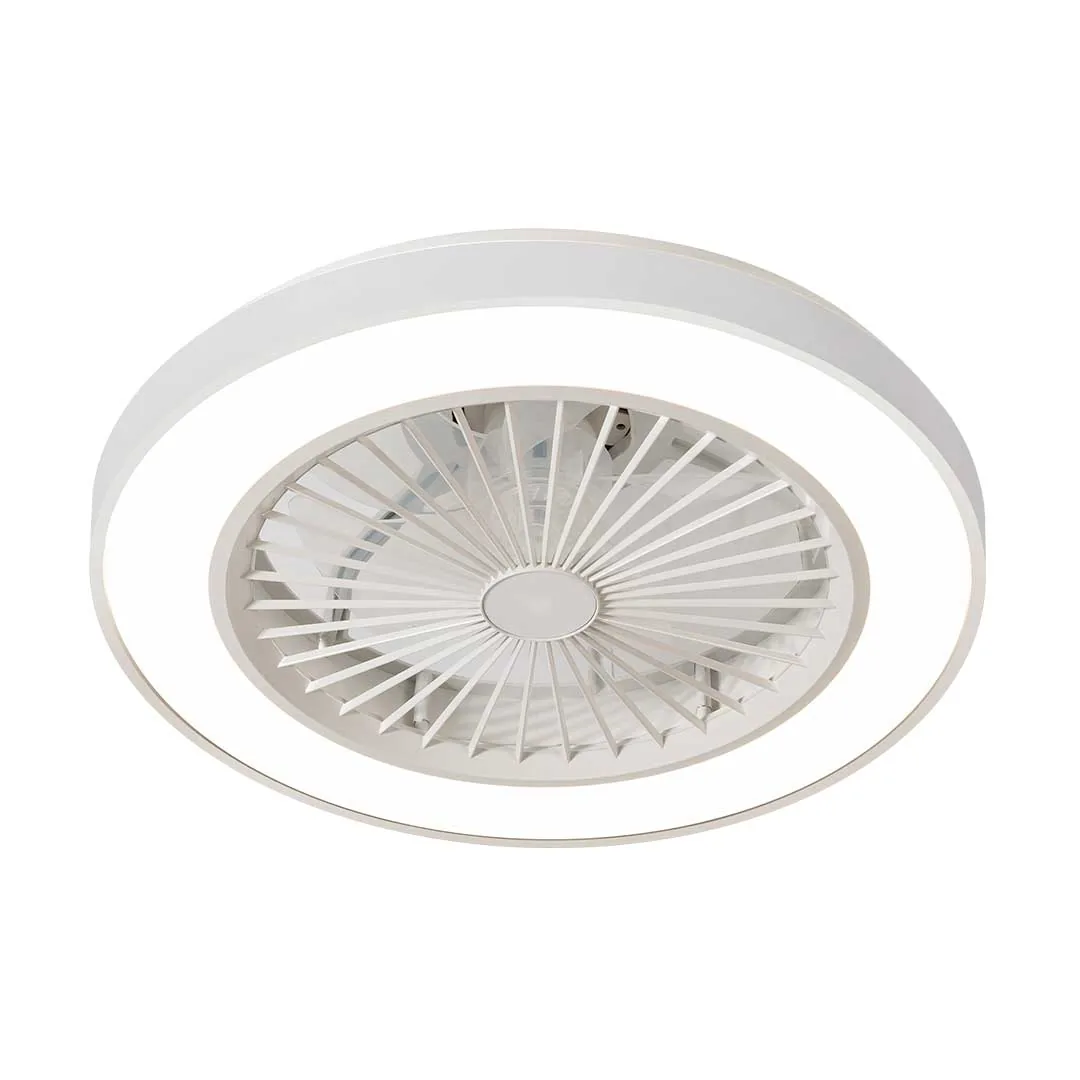 White LED Ceiling Fixture with Fan – 44W Light + 12W Fan, 48cm