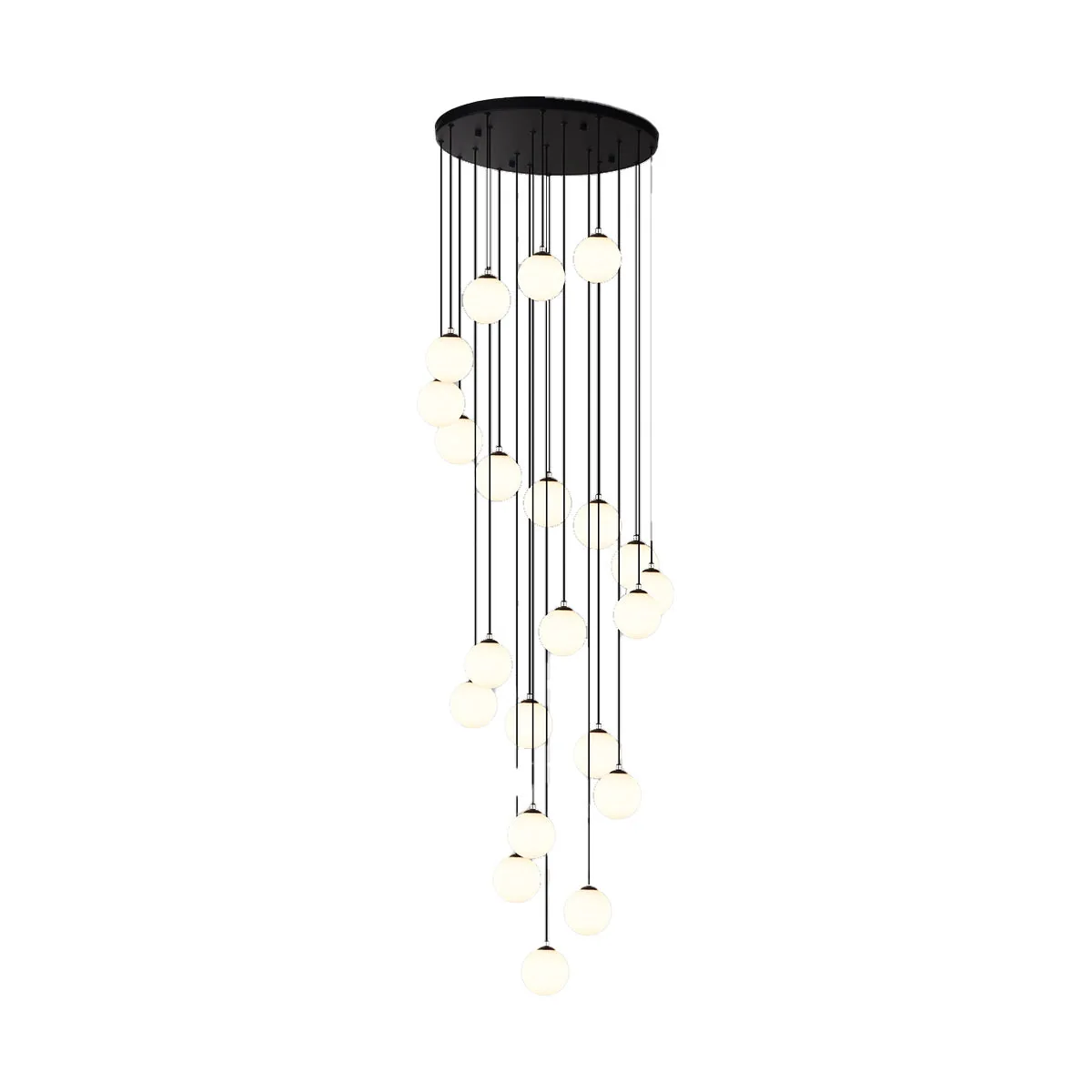 20-Globe Spiral Pendant Chandelier with Matte Black Finish
