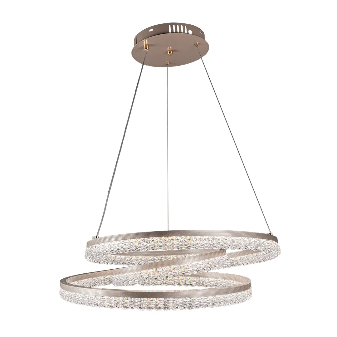 Golden Spiral Crystal Chandelier – 70W LED, 3-Colour Adjustable