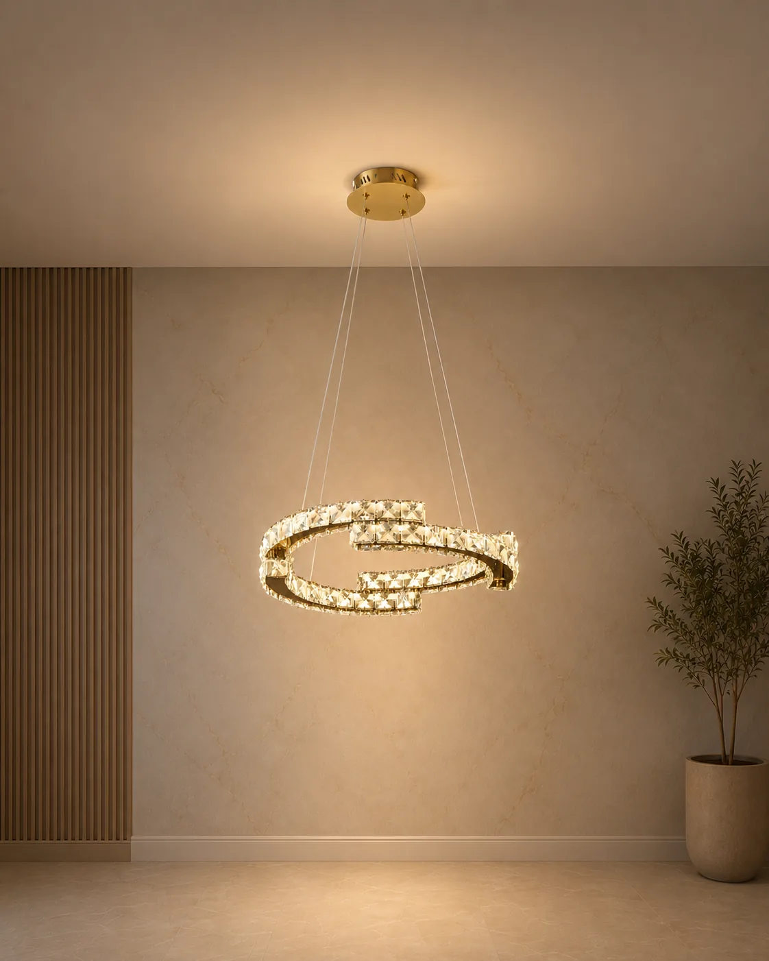 Modern Crystal Ring LED Pendant Light