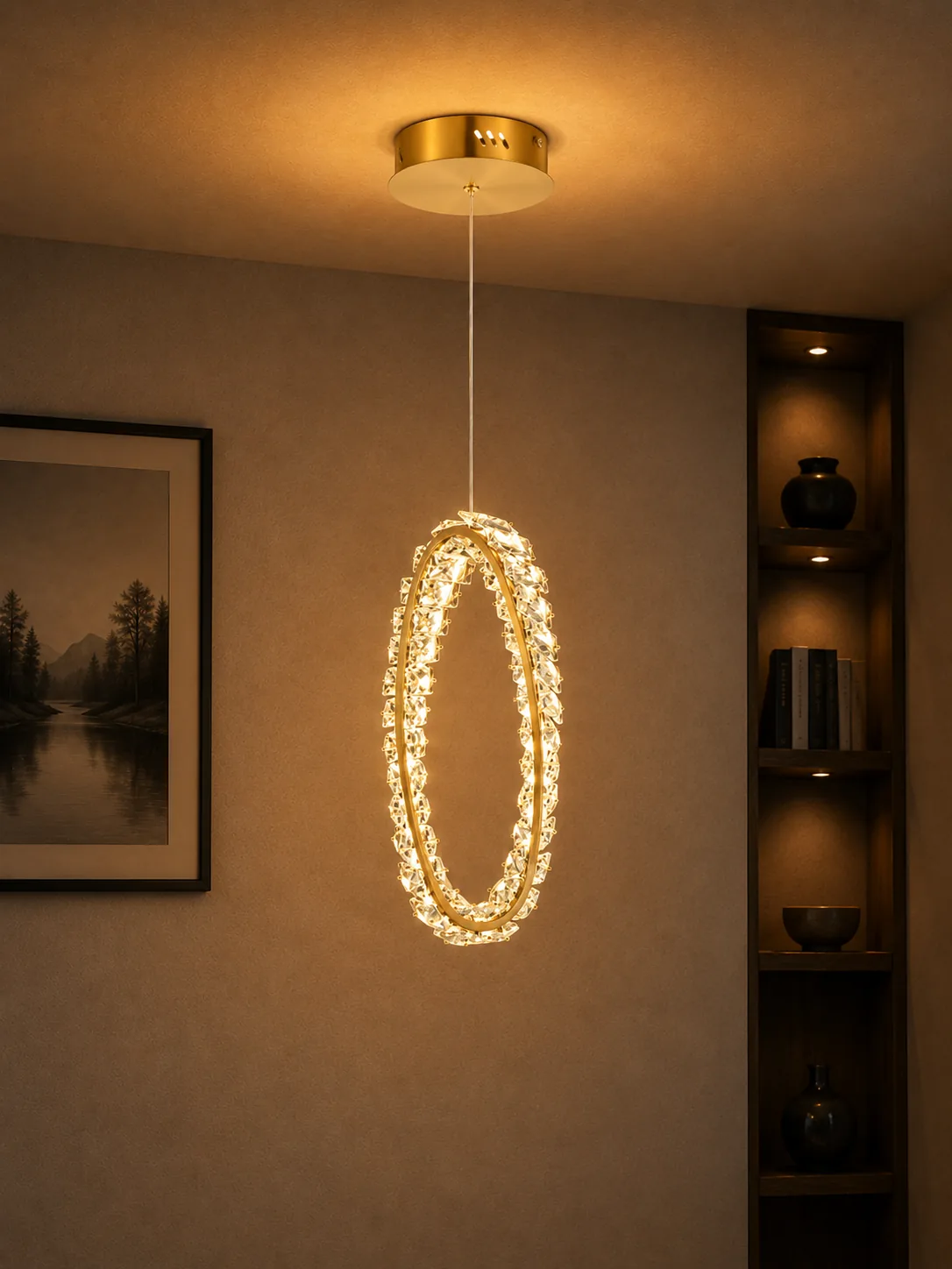 Oval Crystal LED Pendant Light