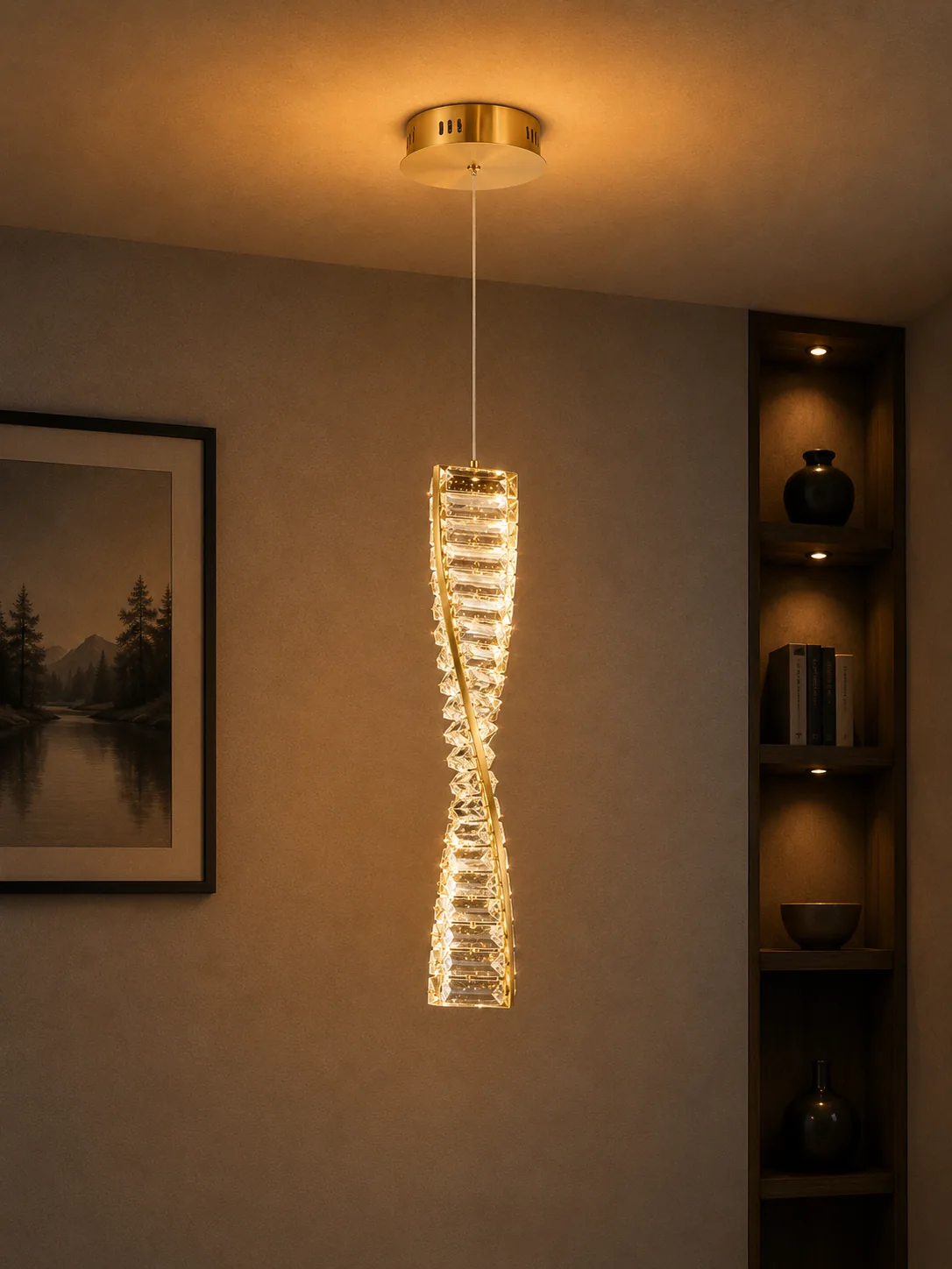 Twisted Crystal LED Pendant Light