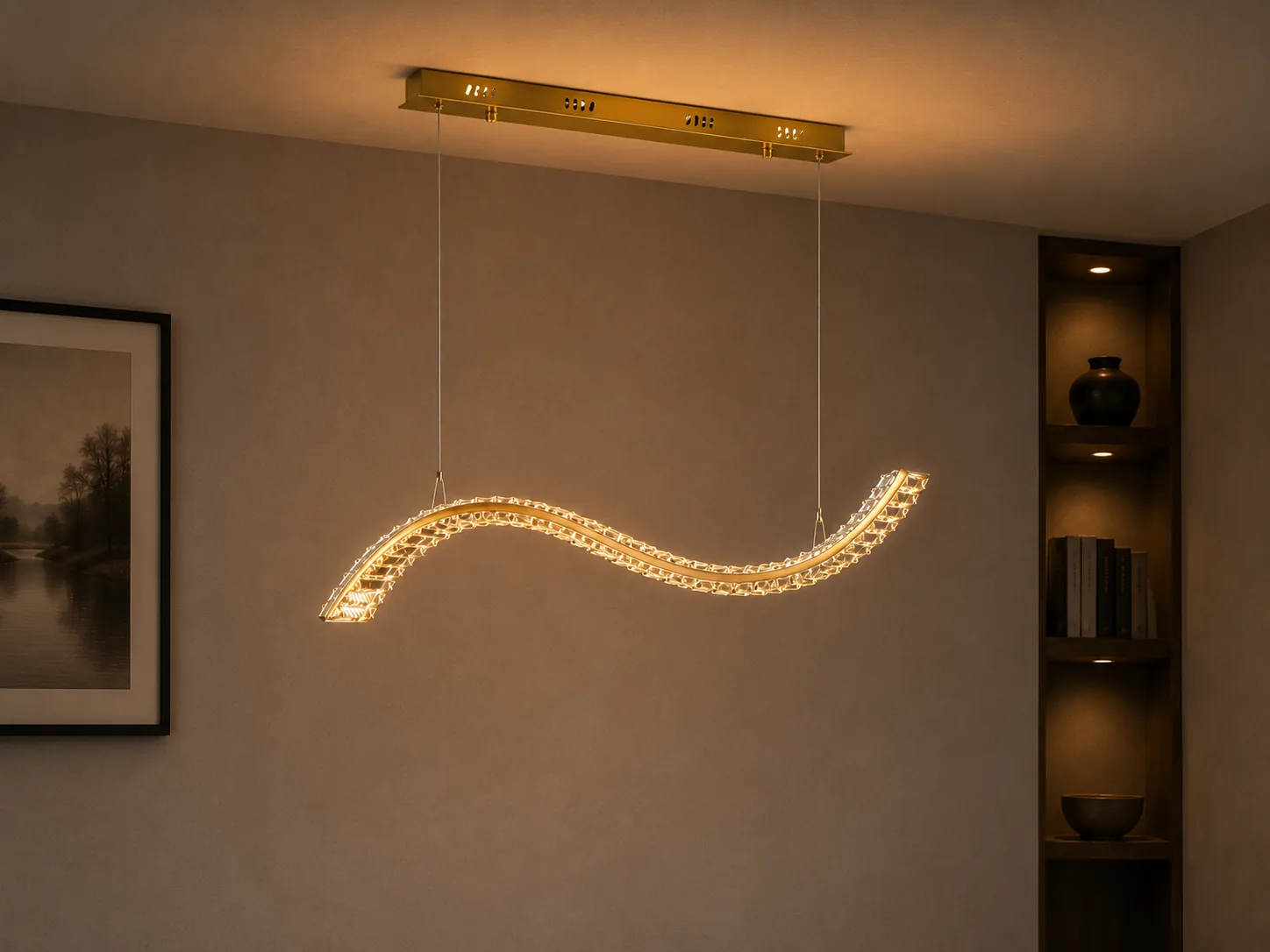 Wave Crystal LED Pendant Light