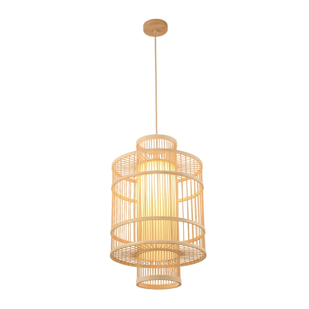 Bamboo Pendant Lamp – Tall Cylindrical Frame