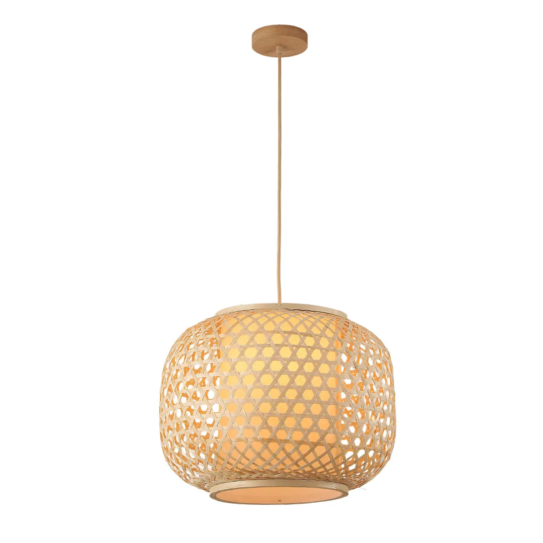 Bamboo Weave Pendant Lamp – Natural Wood Finish