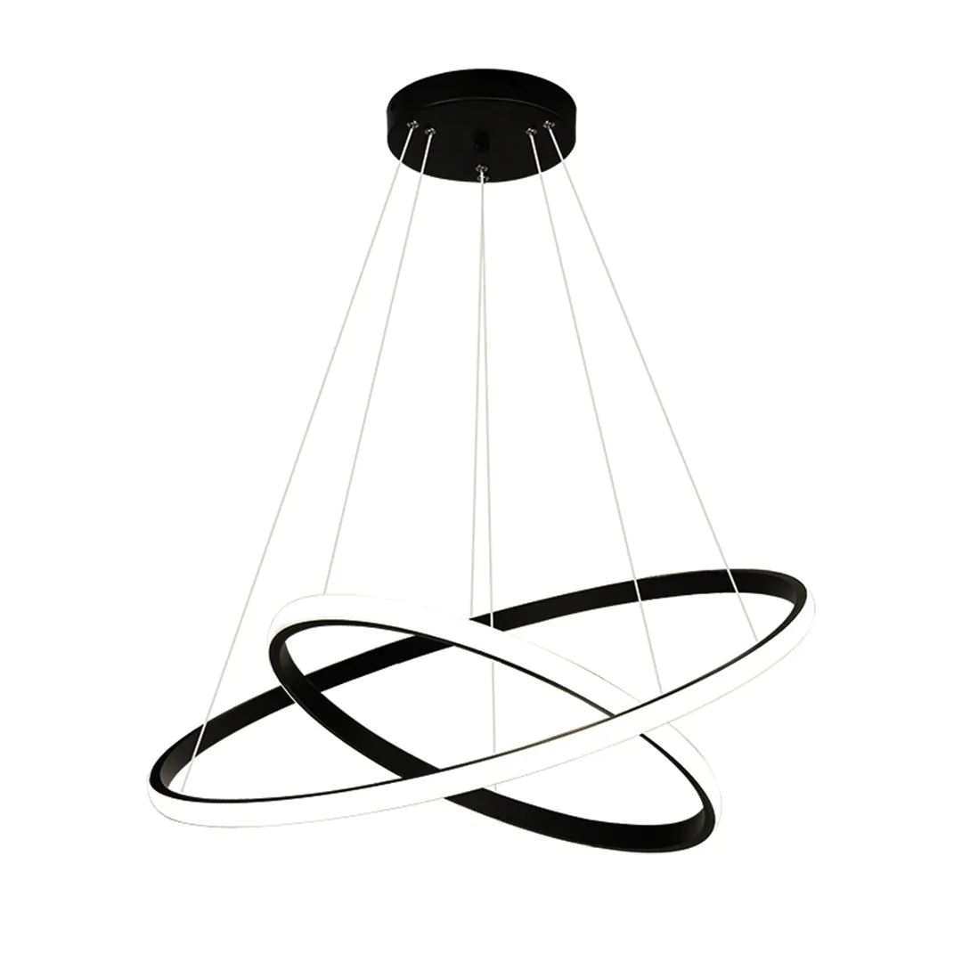 Black Twin-Ring Pendant Light – 63W LED, 3-Colour Change