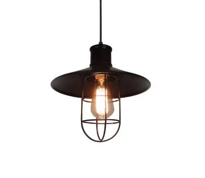 Black Vintage Pendant Cage Light