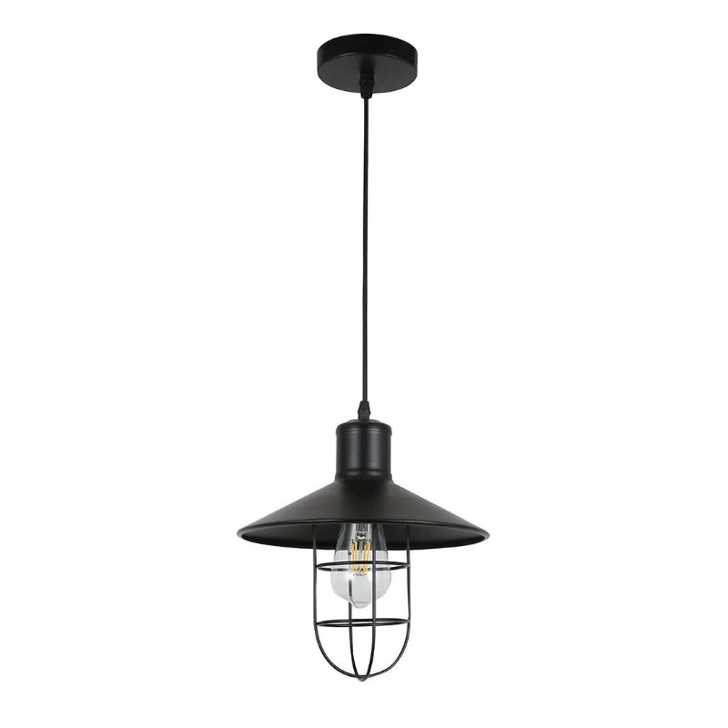 Black Vintage Pendant Glass Cage Light