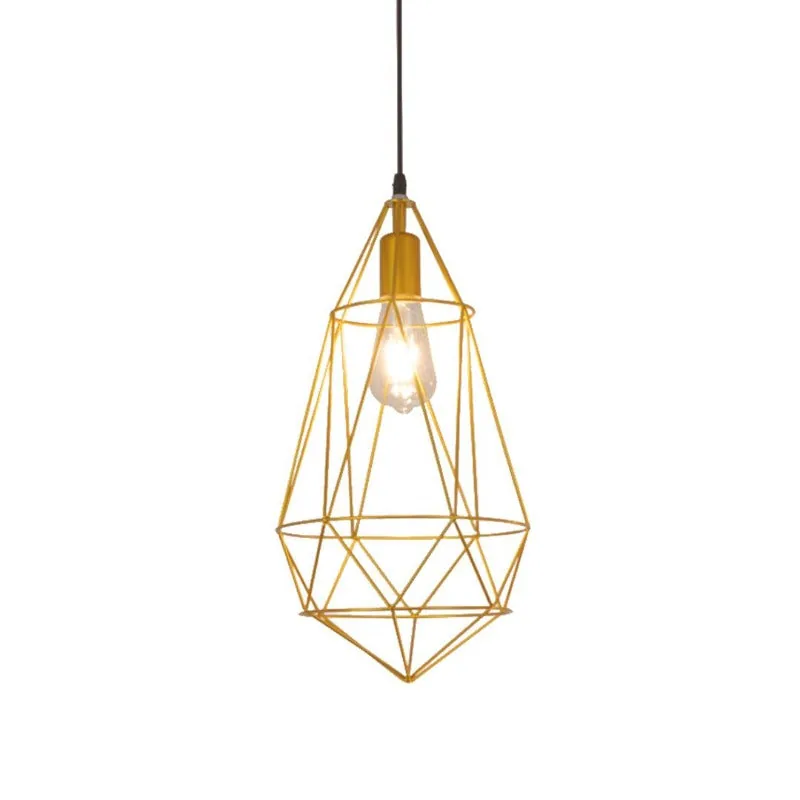Diamond Gold Cage Pendant Lamp