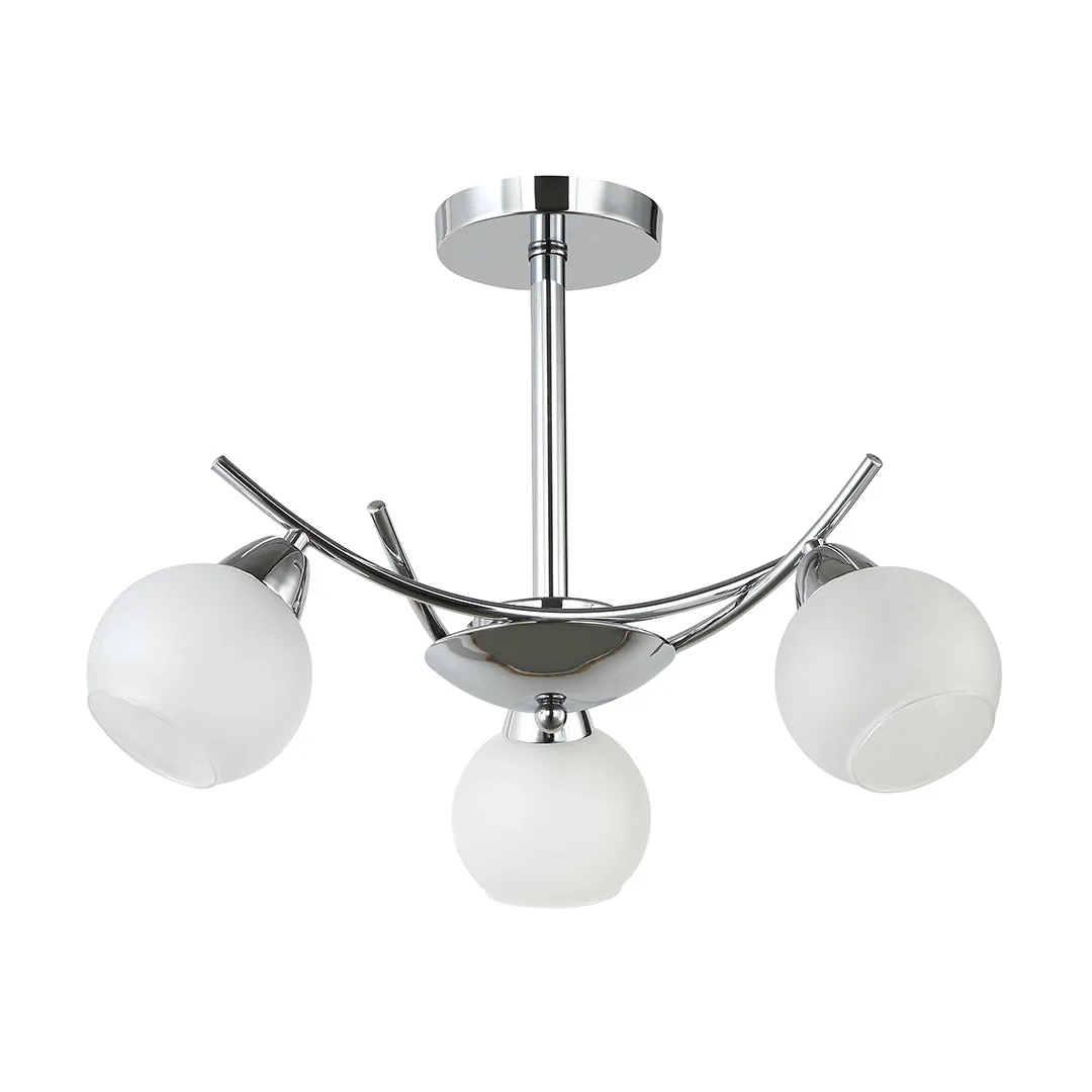 Elegant 3-Light Silver Pendant with Glass Globes