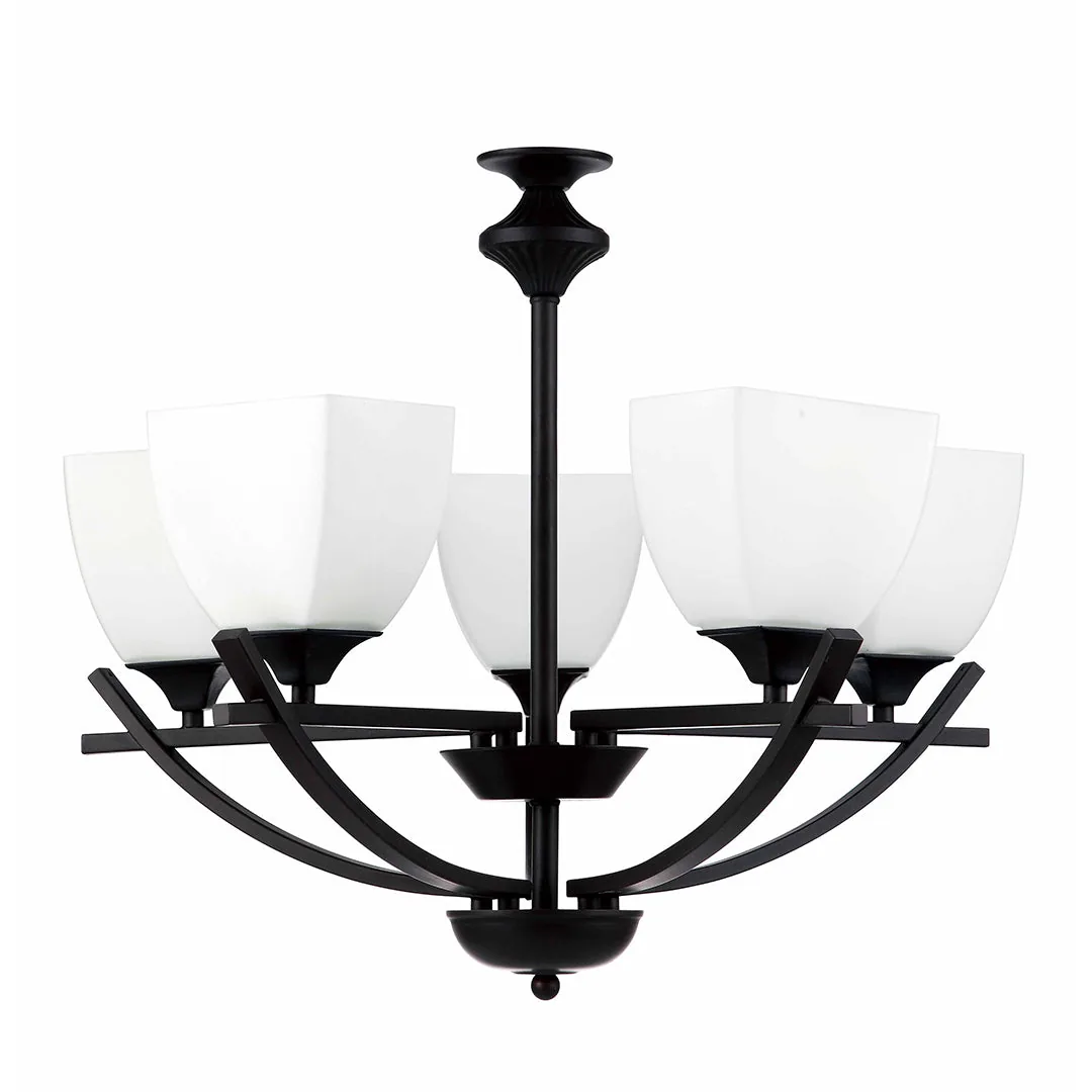 Elegant Black & White 5-Light Pendant Lamp