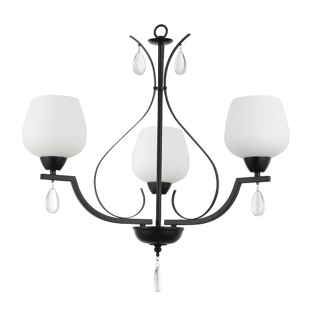 Elegant Black 3-Light Pendant with Frosted Glass Globes