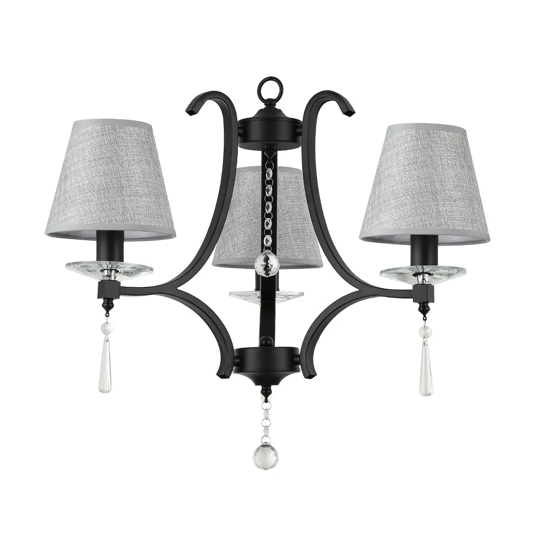 Elegant Black/Grey Pendant Lamp with Fabric Shades