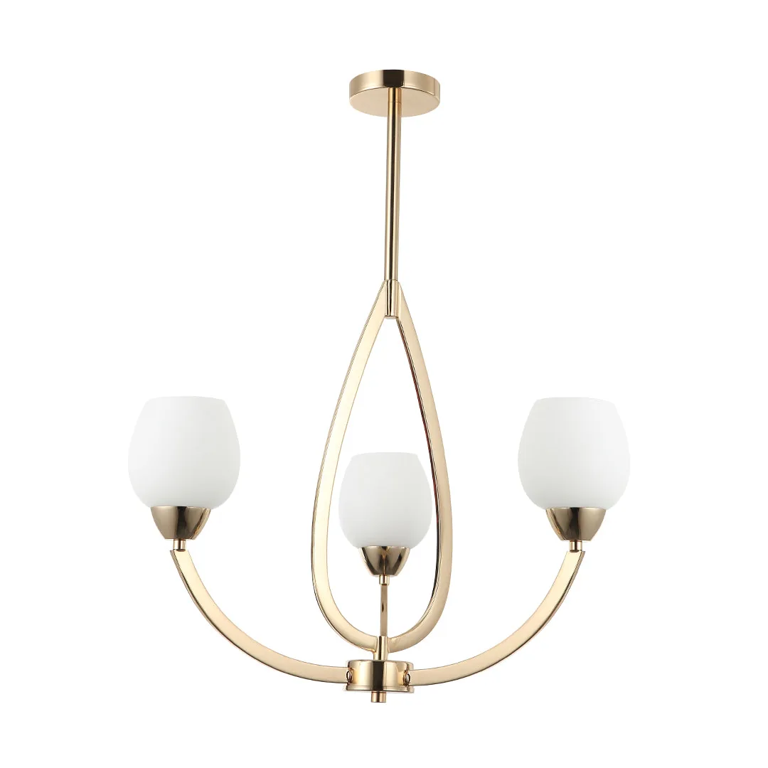 Elegant Gold 3-Light Frosted Glass Pendant