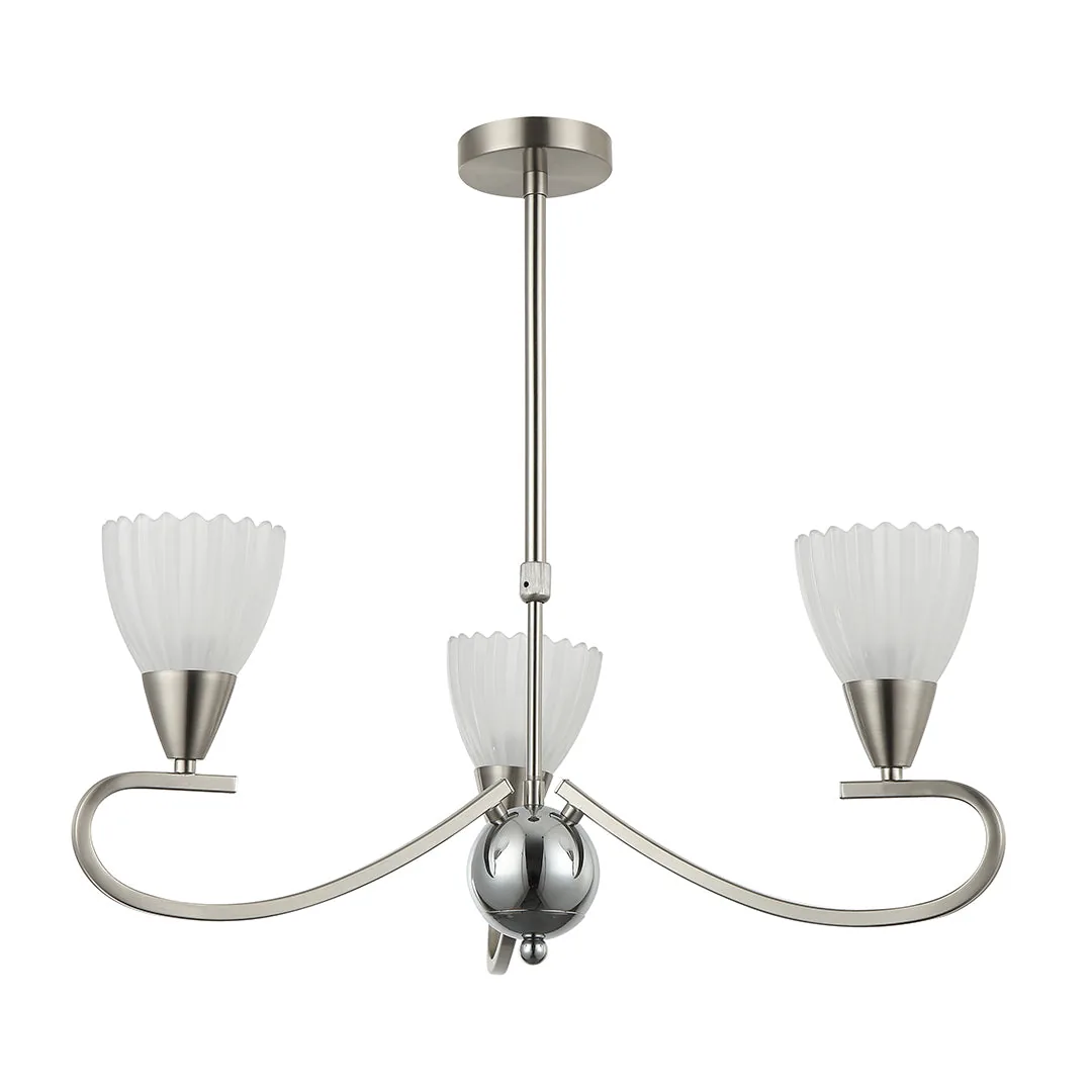 Elegant Silver 3-Light Frosted Glass Pendant