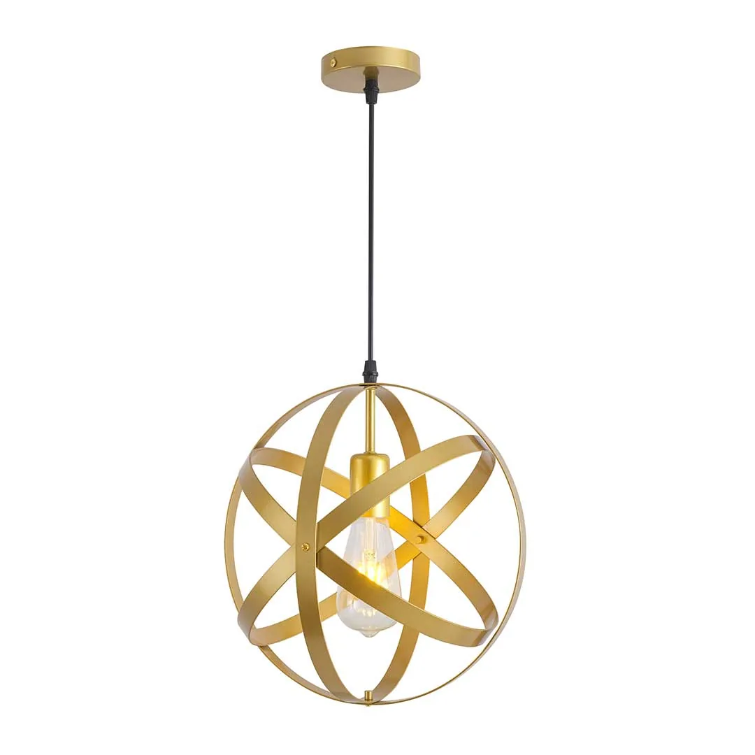 Gold Modern Pendant Lamp with E27 Holder (Iron Frame, IP20 Rated)