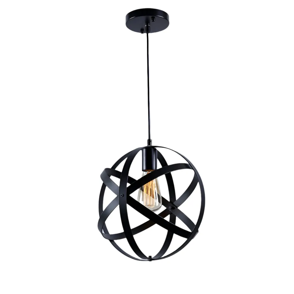 Matte Black Orb Pendant with Exposed Filament Holder
