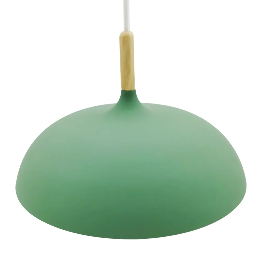 Modern Green Pendant Lamp with Wooden Accent