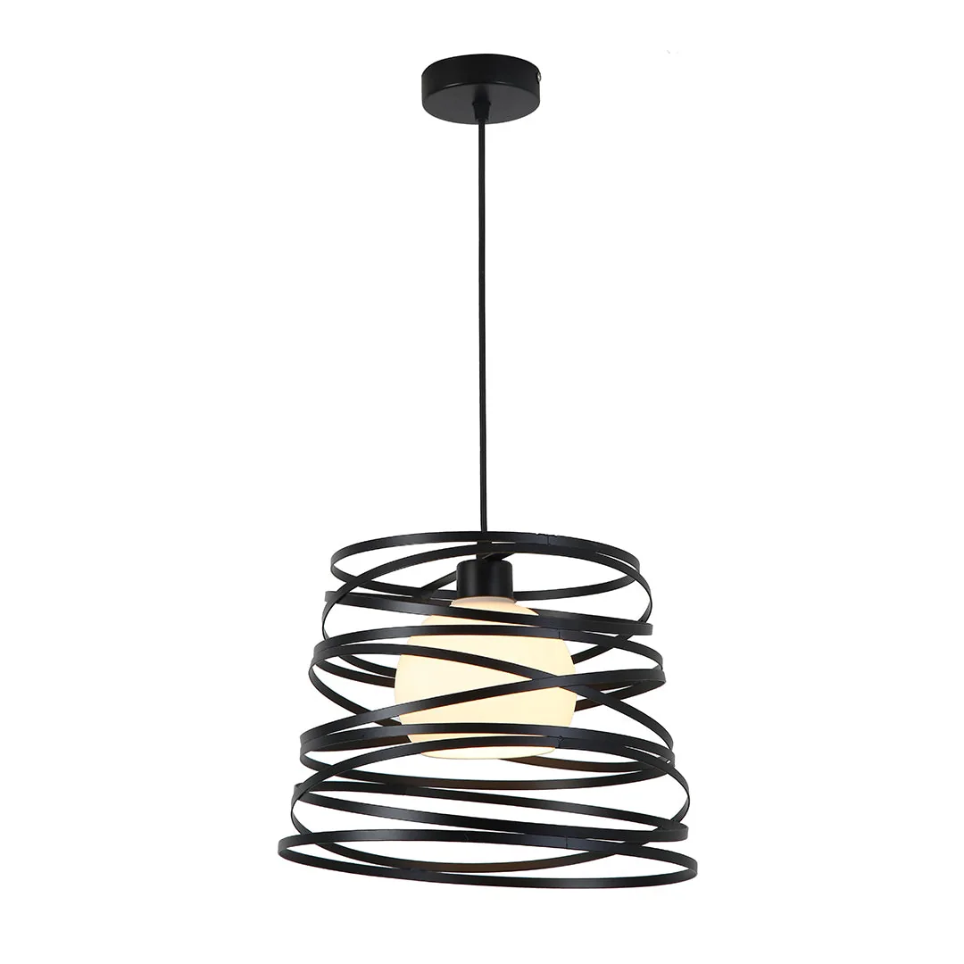Modern Spiral Pendant Light with Frosted Glass Globe
