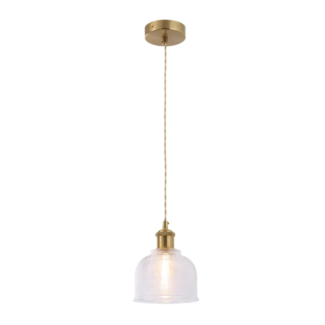 Ribbed Glass Dome Pendant Light 1*E27