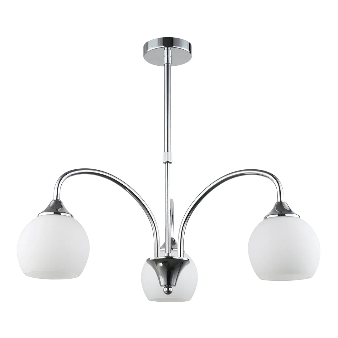 Silver & White 3-Light Elegant Pendant Lamp