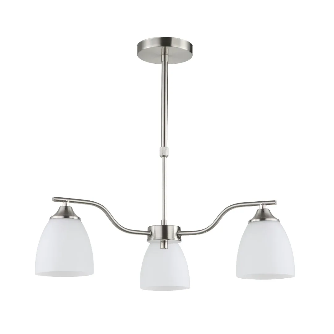 Silver & White 3-Light Glass Pendant