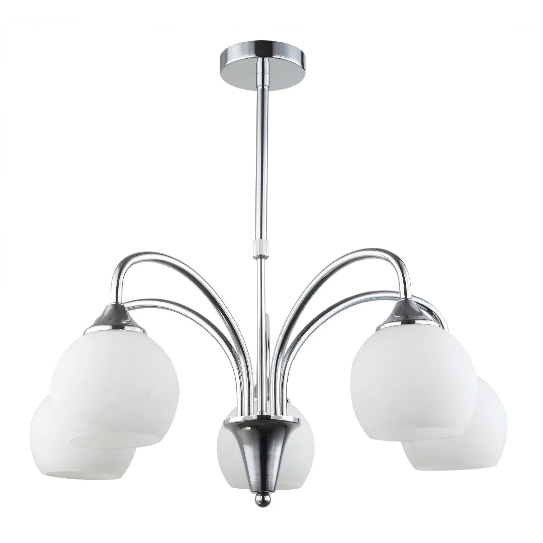 Silver & White 5-Light Pendant Lamp – Graceful Lighting for Modern Interiors