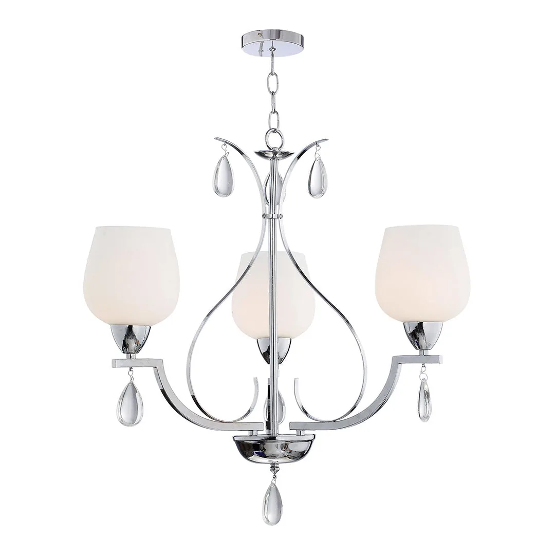Silver 3-Light Frosted Glass Pendant