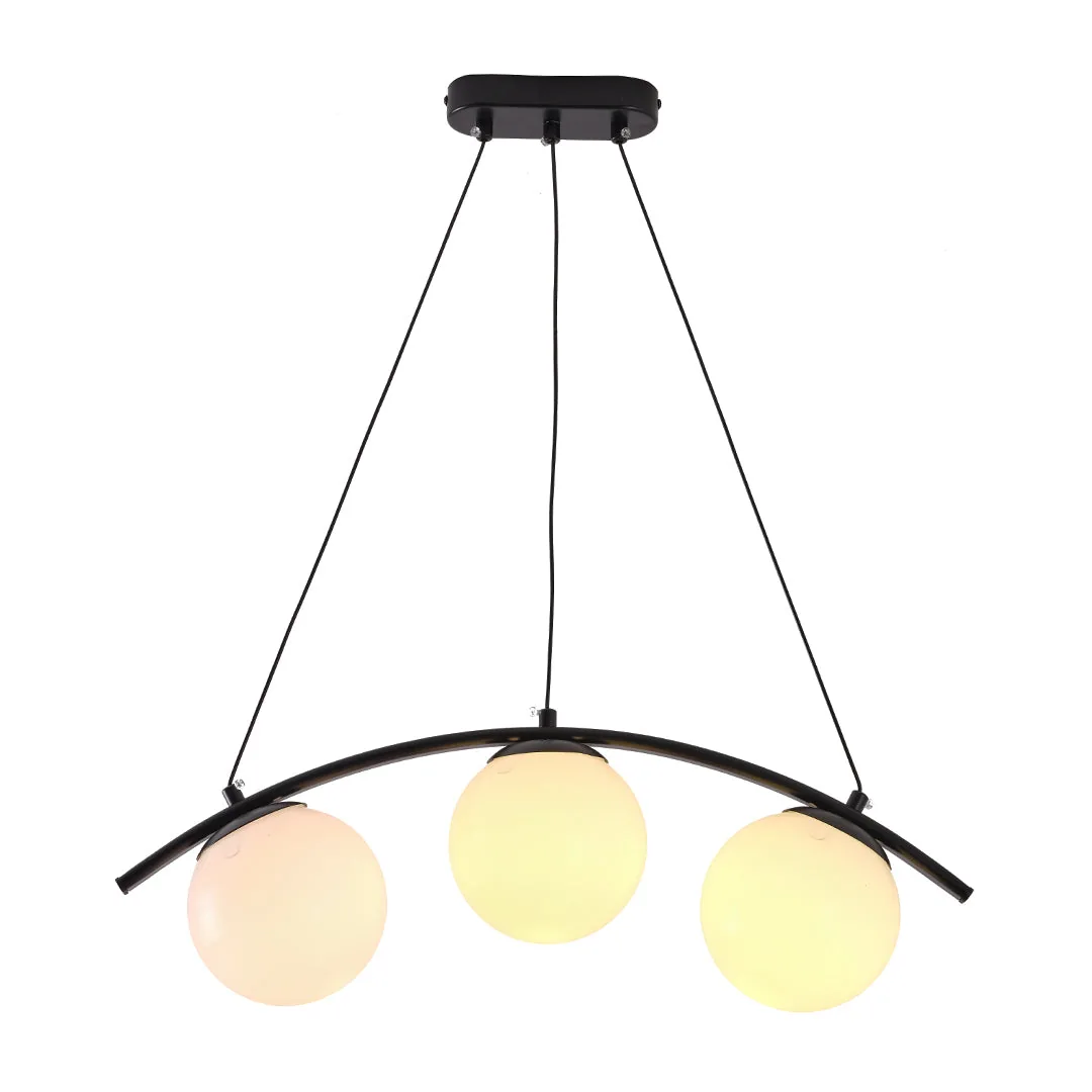 Triple Globe Pendant Light with Sleek Black Frame