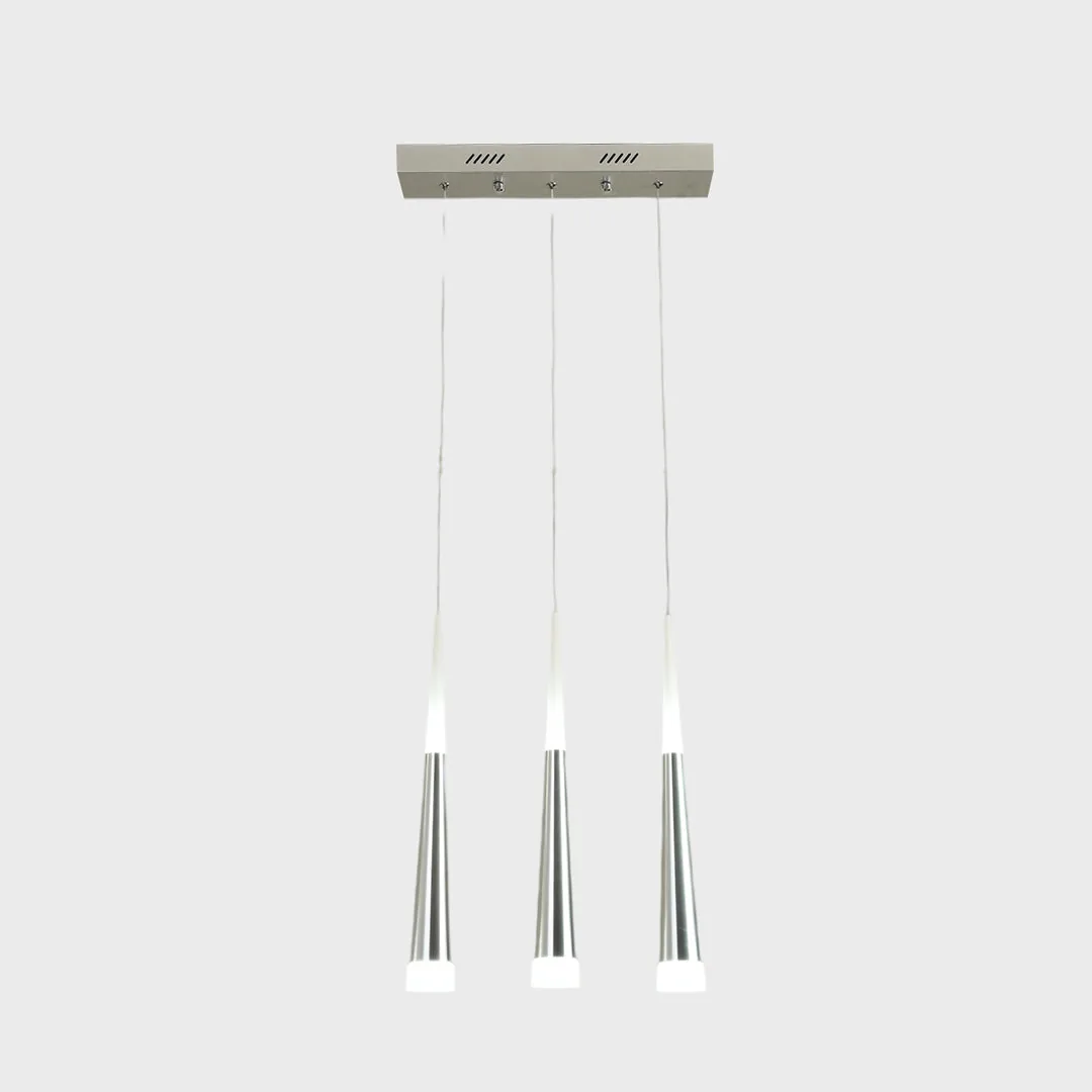 Triple LED Pendant Light in Silver & White