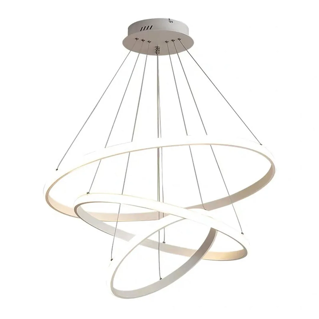 White Spiral-Ring Pendant Light – 75W LED, 3-Colour Adjustable