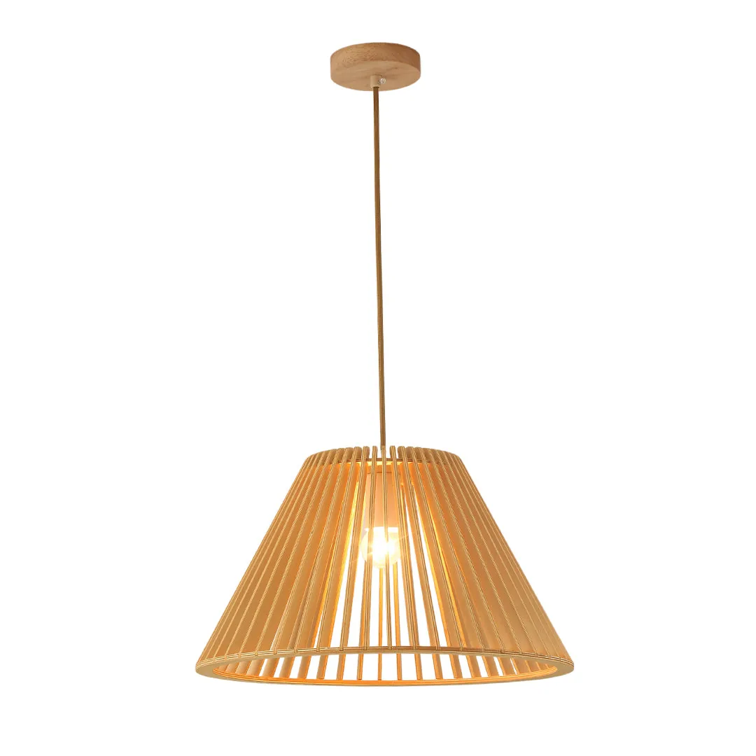 Wood Pendant Lamp – Conical Shade Design
